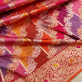 Multicolor  Pure Katan Silk Handwoven Banarasi Rangkat Saree