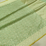 Green Colour Pure Cotton Jamdani Handwoven Banarasi Saree