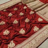 Maroon Colour Pure Katan Silk Handwoven Banarasi Saree