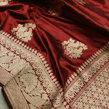 Maroon Colour Pure Katan Silk Handwoven Banarasi Saree