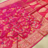 Dual Shade Pure Katan Silk Handwoven Banarasi Saree