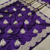 Purple Colour Pure Katan Silk Handwoven Banarasi Saree