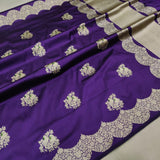 Purple Colour Pure Katan Silk Handwoven Banarasi Saree