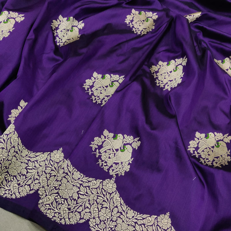 Purple Colour Pure Katan Silk Handwoven Banarasi Saree