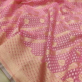 Pink Colour Pure Ektara Cotton Jamdani Banarasi Saree