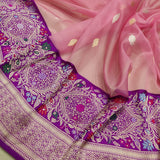 Baby Pink Colour Pure Kora Silk Handwoven Banarasi Saree