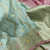 Sky Blue  Color Pure Katan Silk Handwoven Banarasi Saree