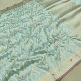 Sky Blue  Color Pure Katan Silk Handwoven Banarasi Saree