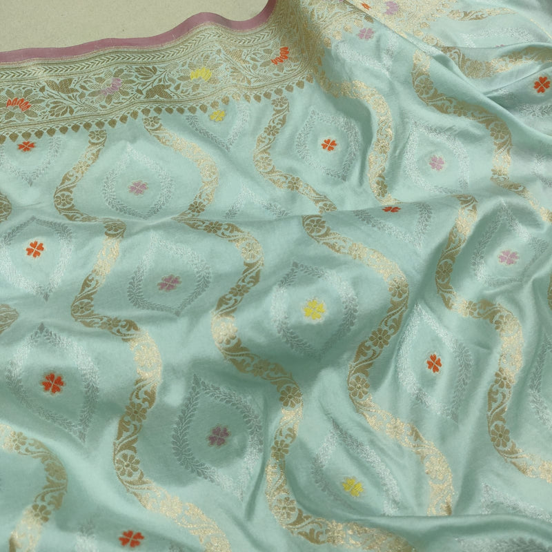 Sky Blue  Color Pure Katan Silk Handwoven Banarasi Saree