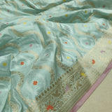 Sky Blue  Color Pure Katan Silk Handwoven Banarasi Saree
