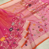 Dual Shade Pure Ektara Kora Jamdani Handwoven Banarasi Saree