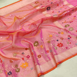 Dual Shade Pure Ektara Kora Jamdani Handwoven Banarasi Saree