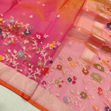 Dual Shade Pure Ektara Kora Jamdani Handwoven Banarasi Saree