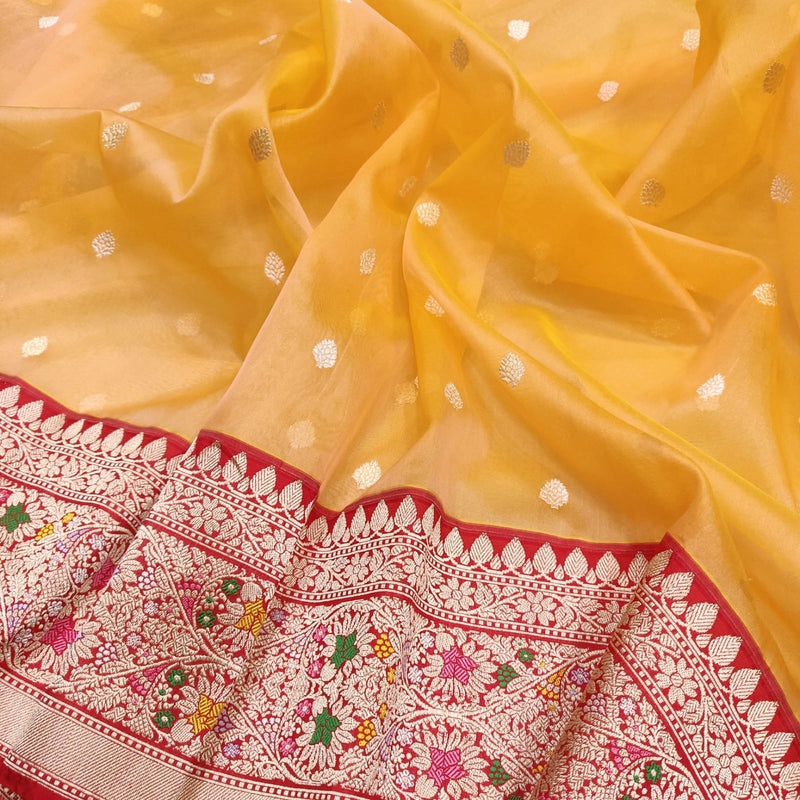 Fanta Color Pure Kora Silk Handwoven Banarasi Saree
