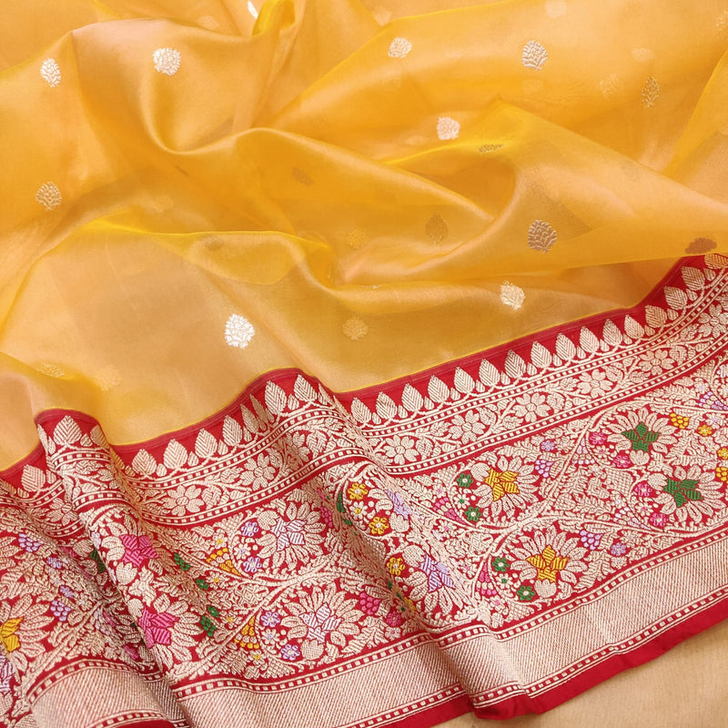 Fanta Color Pure Kora Silk Handwoven Banarasi Saree