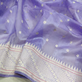 Lavender Colour Pure Kora Silk Handwoven Banarasi Saree