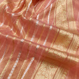 Peach Colour Pure Tissue Silk Handwoven Banarasi Saree
