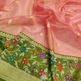 Peach Colour Pure Tissue Silk Handwoven Banarasi Saree