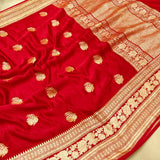 Red Colour Pure Mashru Silk Handwoven Banarasi Saree