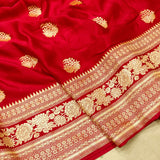 Red Colour Pure Mashru Silk Handwoven Banarasi Saree