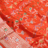 Orange Colour Pure Katan Silk Handwoven Banarasi Saree