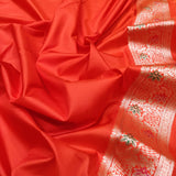 Orange Colour Pure Katan Silk Handwoven Banarasi Saree