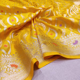 Yellow Color Pure Katan Silk Handwoven Banarasi Saree