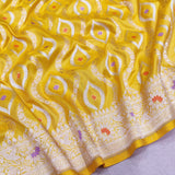 Yellow Color Pure Katan Silk Handwoven Banarasi Saree