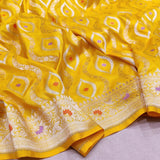 Yellow Color Pure Katan Silk Handwoven Banarasi Saree