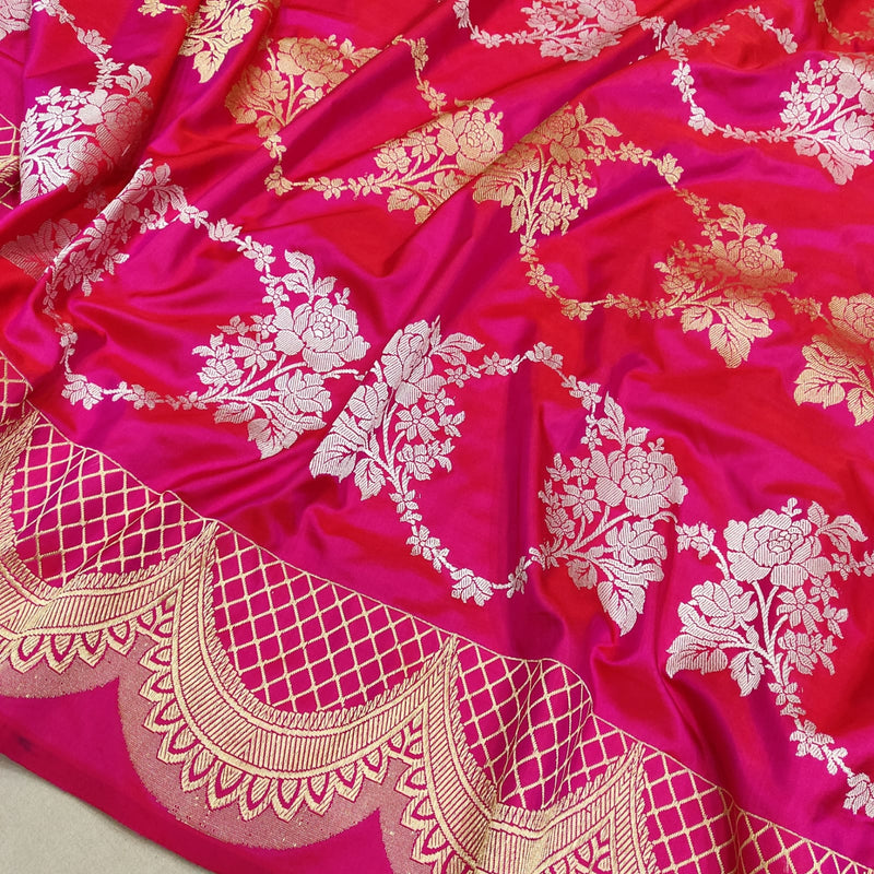 Pink Colour Pure Katan Silk Handwoven Banarasi Saree