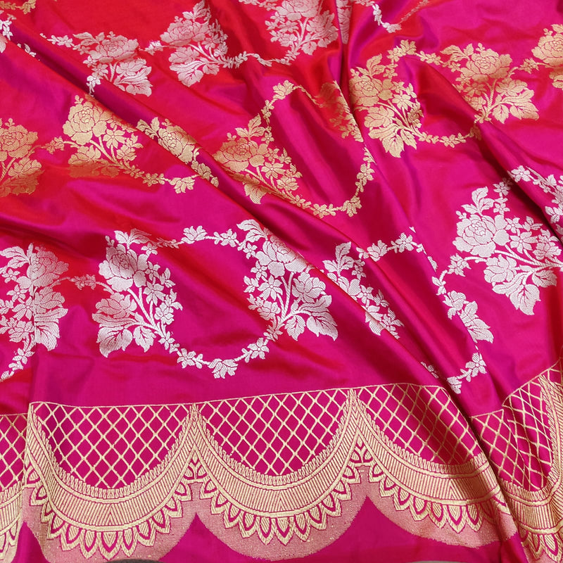 Pink Colour Pure Katan Silk Handwoven Banarasi Saree