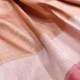 Peach Color Pure Katan Silk Handwoven Tanchoi Banarasi Saree