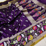 Purple Colour Pure Katan Silk Handwoven Banarasi Saree