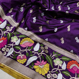 Purple Colour Pure Katan Silk Handwoven Banarasi Saree