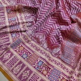 Deep Magenta Color Pure Katan Silk Handwoven Banarasi Saree