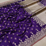 Purple Color Pure Katan Silk Handwoven Banarasi Saree