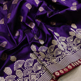 Purple Color Pure Katan Silk Handwoven Banarasi Saree