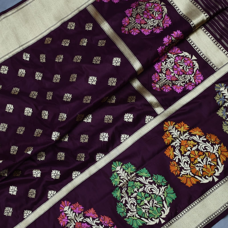 Brown Color Pure Katan Silk Handwoven Banarasi Saree