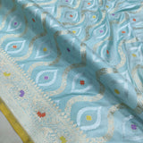 Sky Blue  Color Pure Katan Silk Handwoven Banarasi Saree
