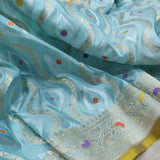 Sky Blue  Color Pure Katan Silk Handwoven Banarasi Saree