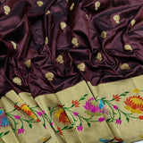 Brown Colour Pure Katan Silk Handwoven Banarasi Saree