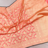 Peach Color Pure Katan Silk Handwoven Banarasi Saree