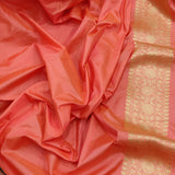 Peach Color Pure Katan Silk Handwoven Banarasi Saree