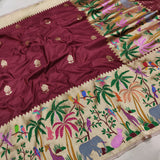 Brown Colour Pure Katan Silk Handwoven Banarasi Saree