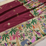 Brown Colour Pure Katan Silk Handwoven Banarasi Saree