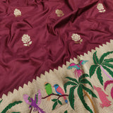 Brown Colour Pure Katan Silk Handwoven Banarasi Saree