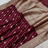 Brown Color Pure Katan Silk Handwoven Banarasi Saree