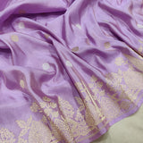 Lavender Colour Pure Tissue Silk Handwoven Banarasi Saree