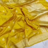 Yellow Colour Pure Katan Silk Handwoven Banarasi Saree