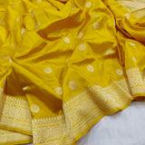 Yellow Colour Pure Katan Silk Handwoven Banarasi Saree